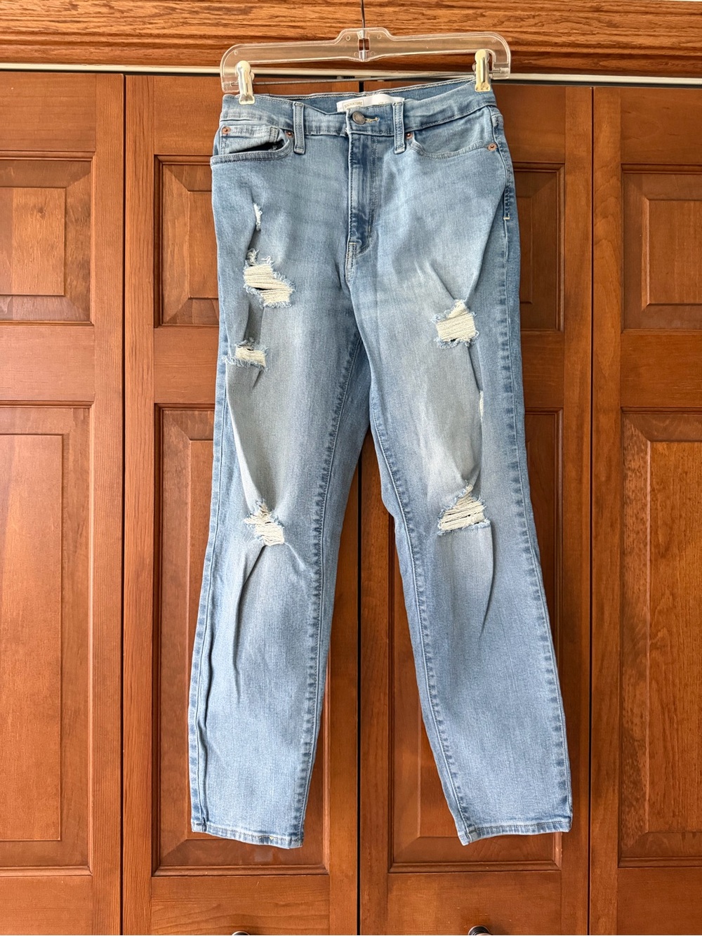Levi's Light Blue Distressed Mom Jeans- Size 27